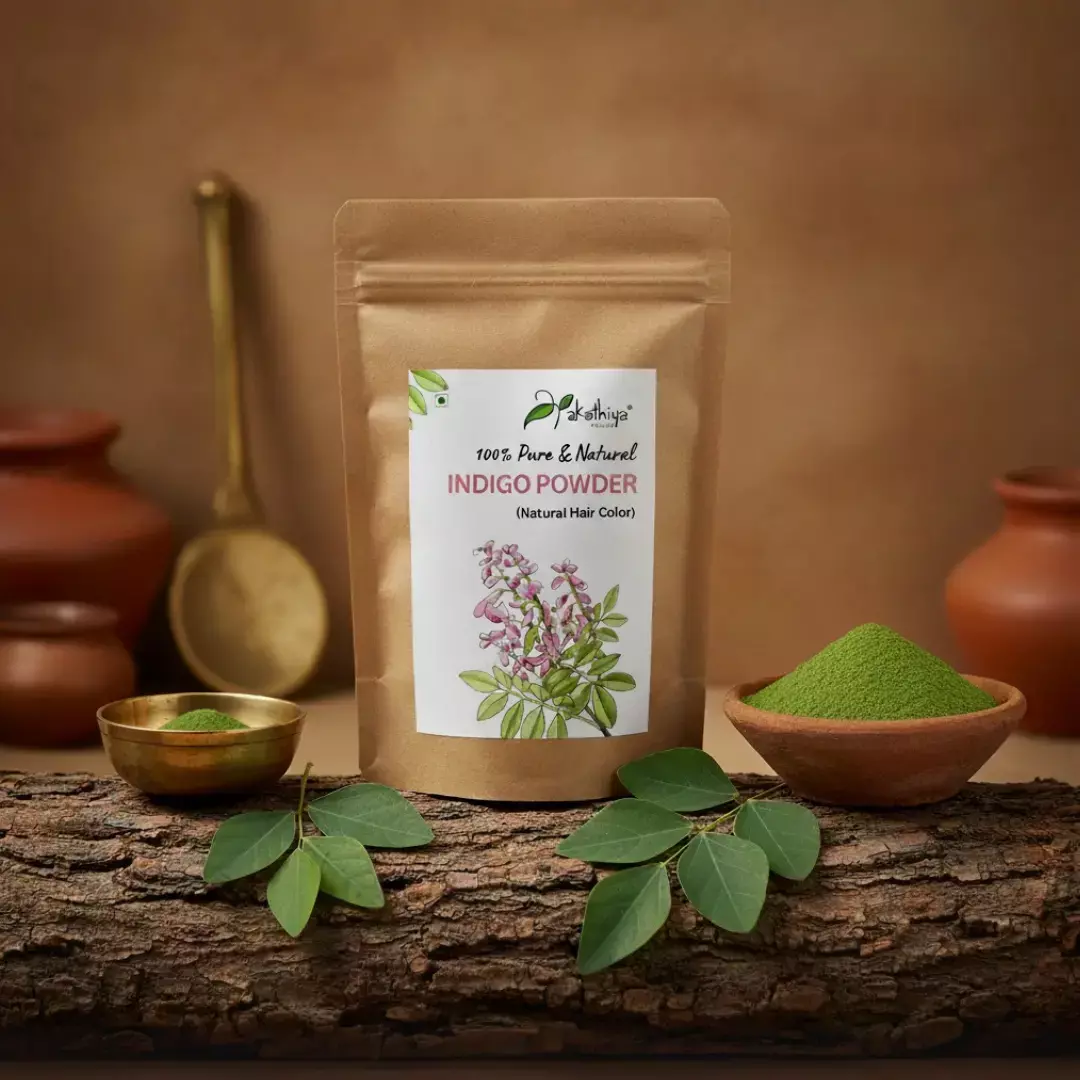 Indigo and henna powders used together for natural hair colouring Indigo and henna powders used together for natural hair colouring